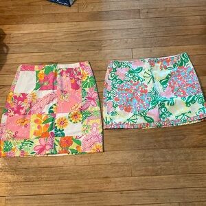 2 Lilly Pulitzer Floral and Beachy Ruffle Lined Skirts - Size 2-4